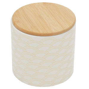 Scallop Small Ceramic Canister with Bamboo Top