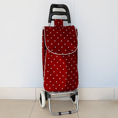 Polka Dot Multi-Purpose Rolling Cart With Built-In Chair