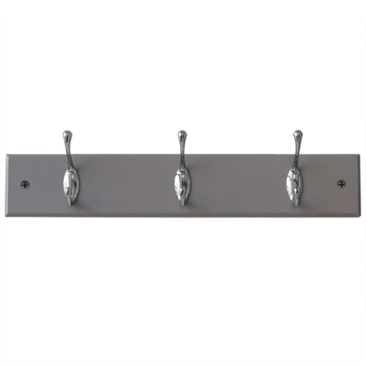 3 Double Hook Wall Mounted Hanging Rack, Grey