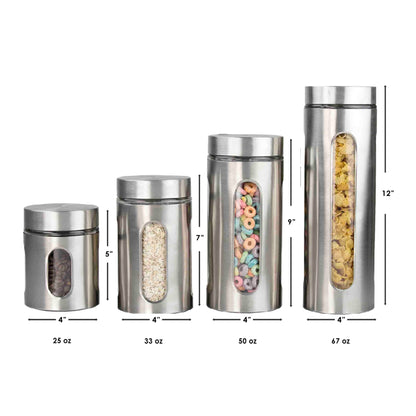 4 Piece Stainless Steel Canister Set