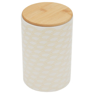 Scallop Large Ceramic Canister with Bamboo Top