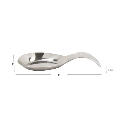 No-Drip Curved Counter top and Stove top Stainless Steel Spoon Rest , Silver