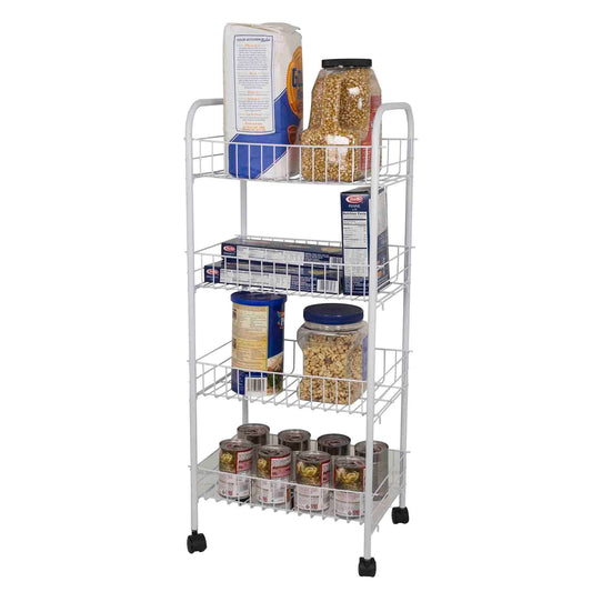 4 Tier Steel Kitchen Trolley, White