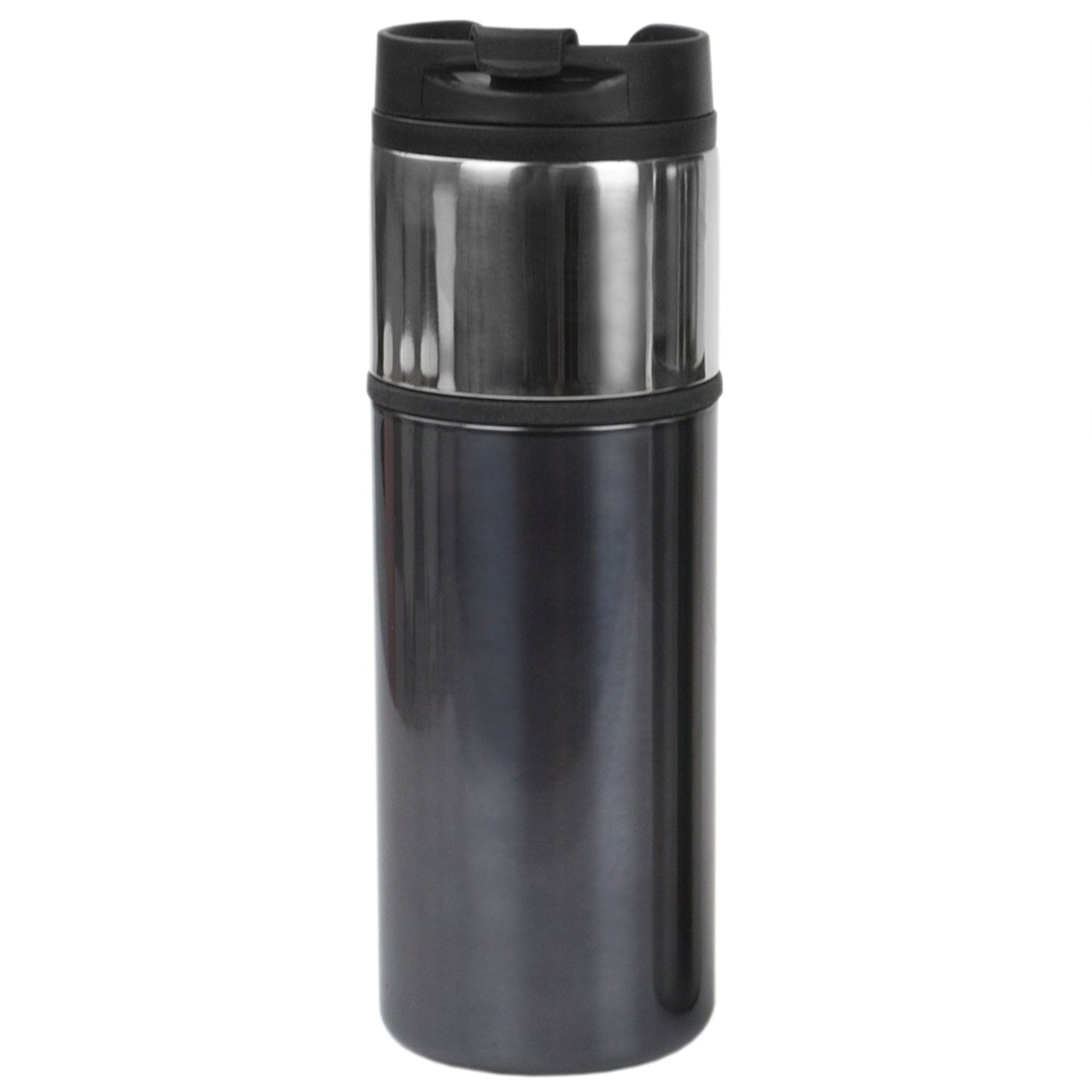 Home Basics Two Tone Stainless Steel 16 oz. Travel Mug, Black - Black