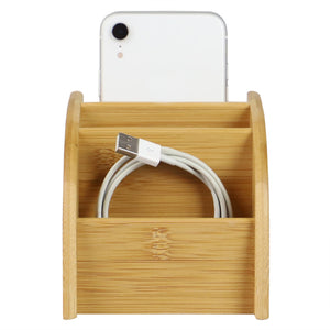 3 Compartment Bamboo Charging Station, Natural