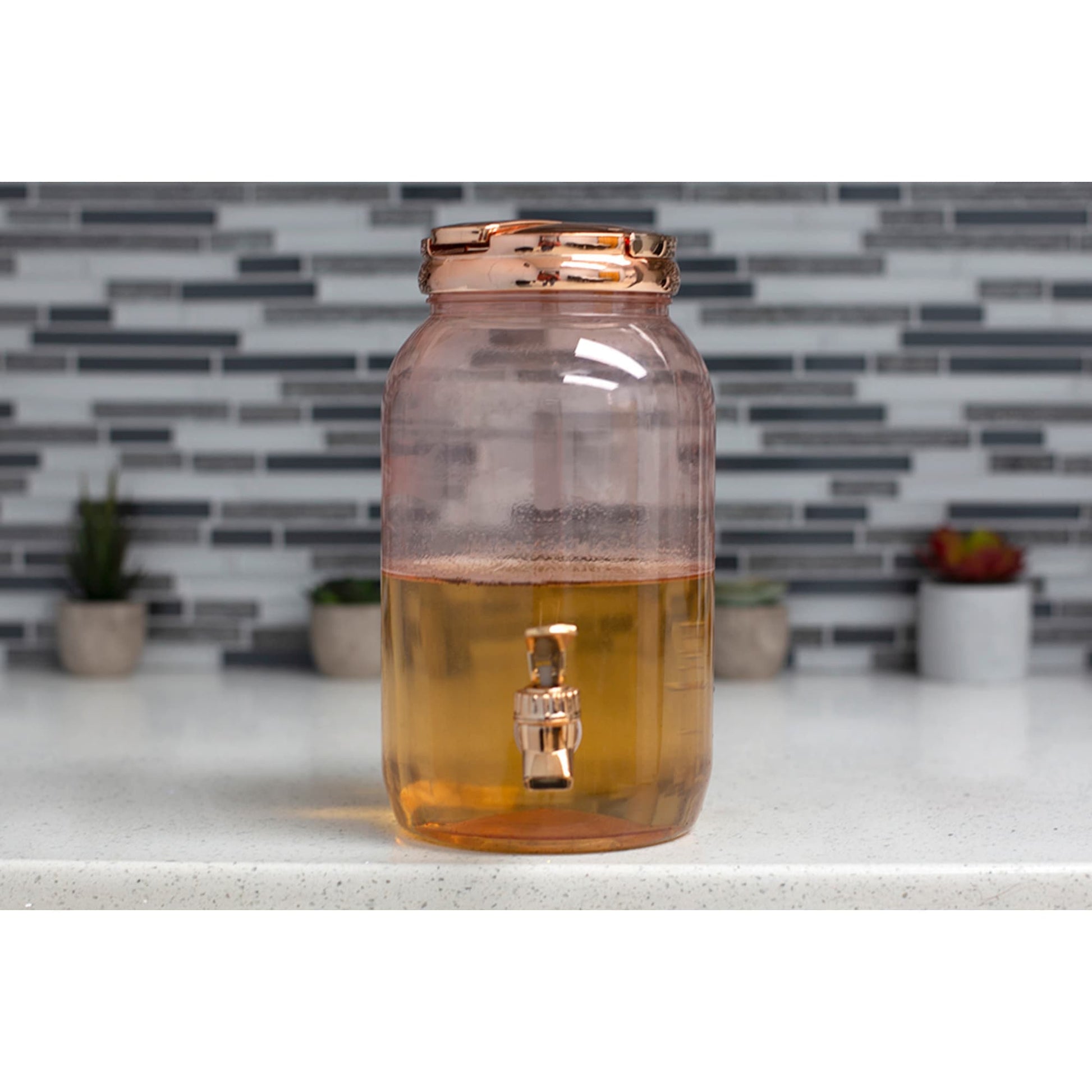 Home Basics 1 Gallon Beverage Dispenser with Copper Lid and Spigot