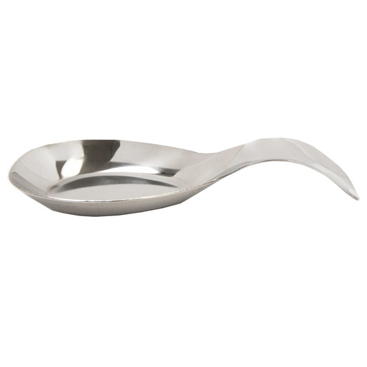 No-Drip Curved Counter top and Stove top Stainless Steel Spoon Rest , Silver