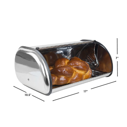 Roll-Top Lid Stainless Steel Bread Box, Silver