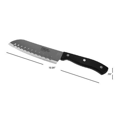 5" Stainless Steel Santoku Knife with Contoured Bakelite Handle, Black