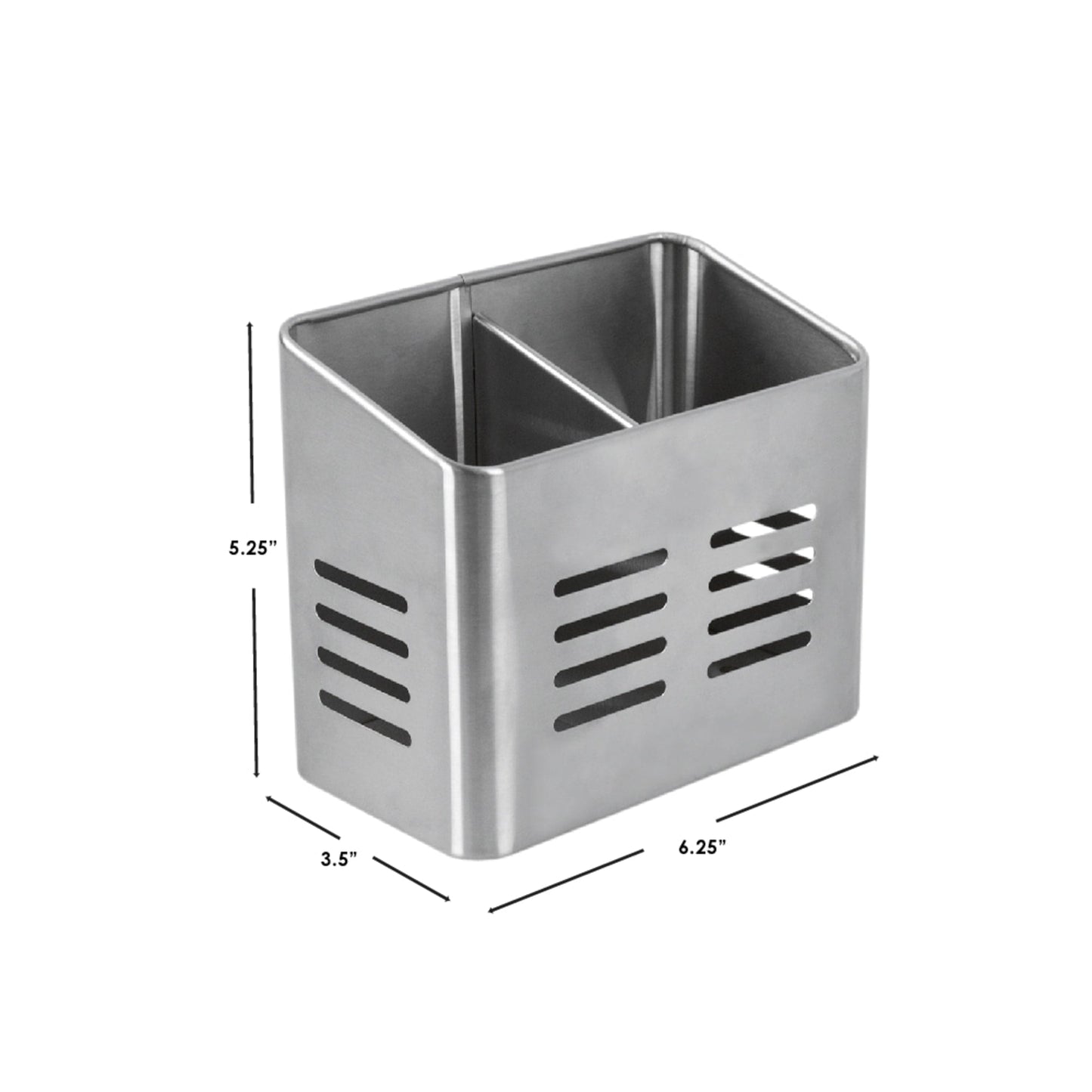 Dual Compartment Stainless Steel Cutlery Holder
