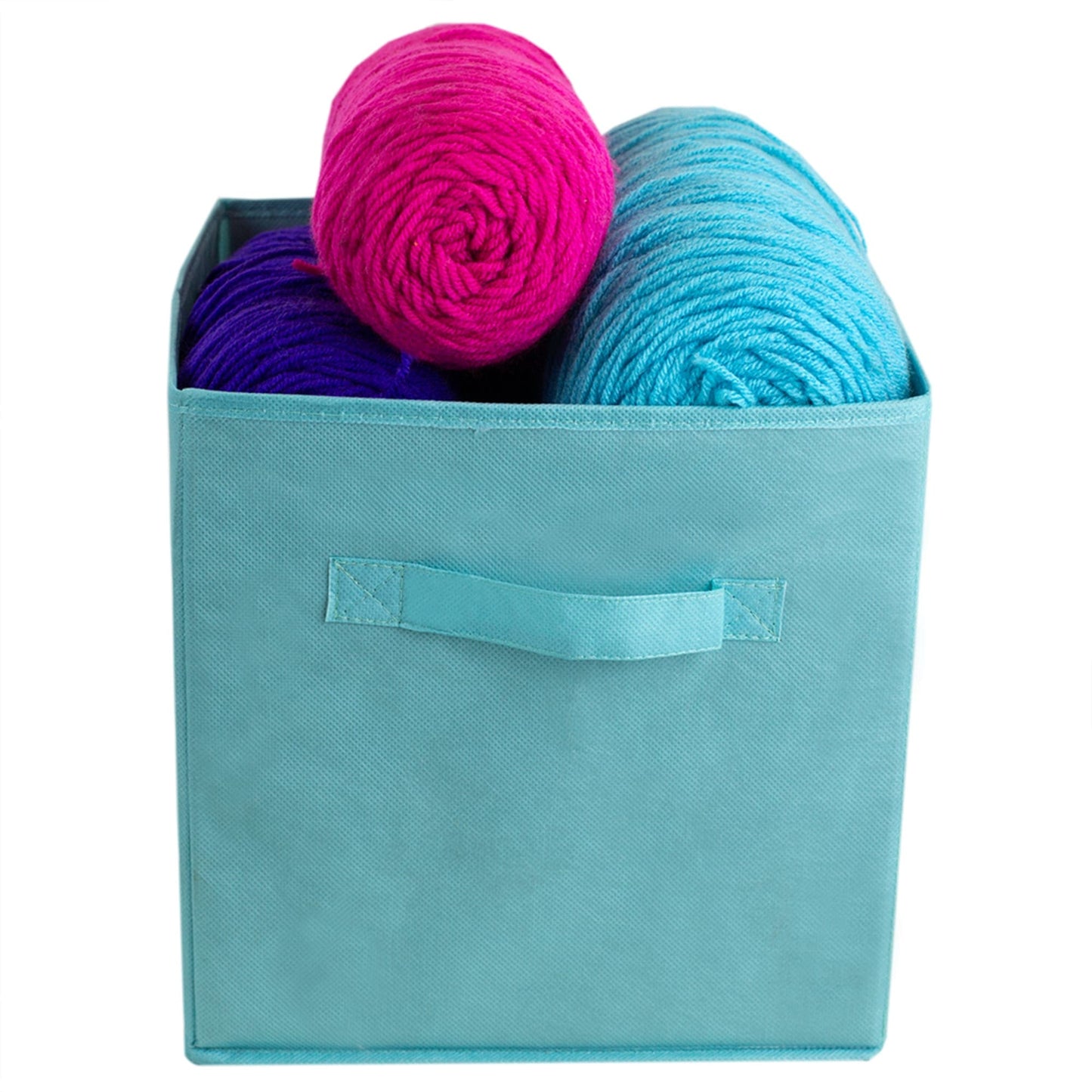 Collapsible and Foldable Non-Woven Storage Cube, Turquoise