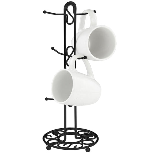 Scroll Collection Steel Mug Tree, Black