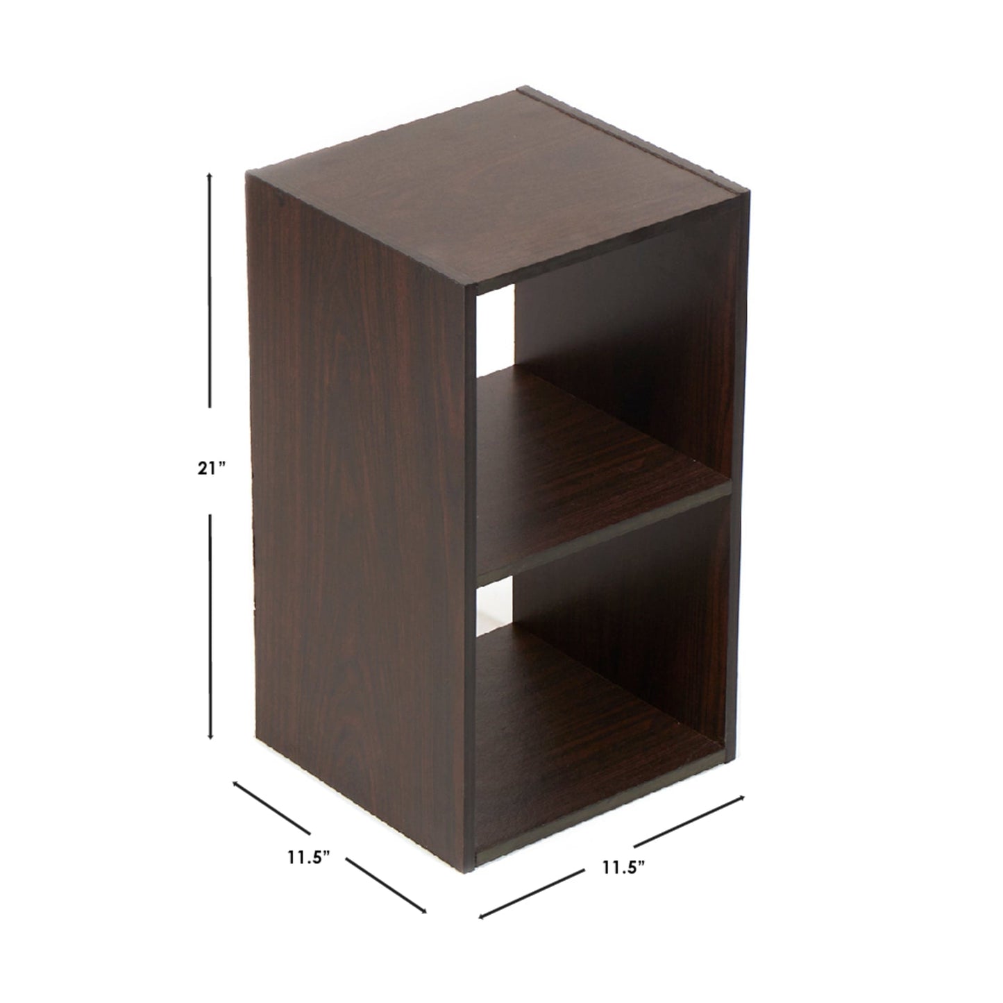 Open and Enclosed  2 Cube MDF Storage Organizer, Espresso