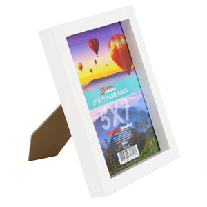 Home Basics 5” x 7” MDF Picture Frame with Easel Back, White - White