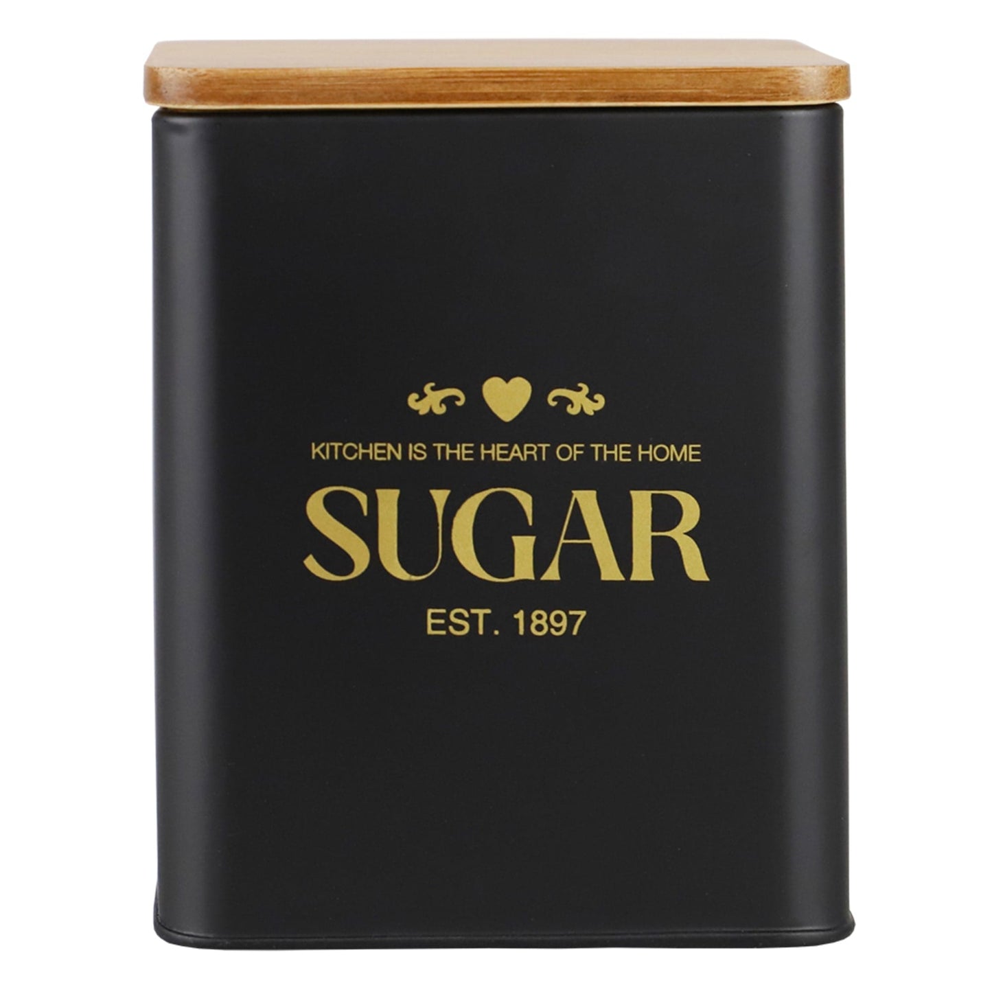 Bistro 50 oz. Tin Sugar Canister with Bamboo Top, Black