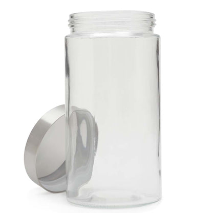 Large 54 oz. Round Glass Canister with Air-Tight Stainless Steel Twist Top Lid, Clear