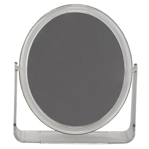 Double Sided Tabletop and Countertop Mirror with Transparent Plastic Frame, Clear