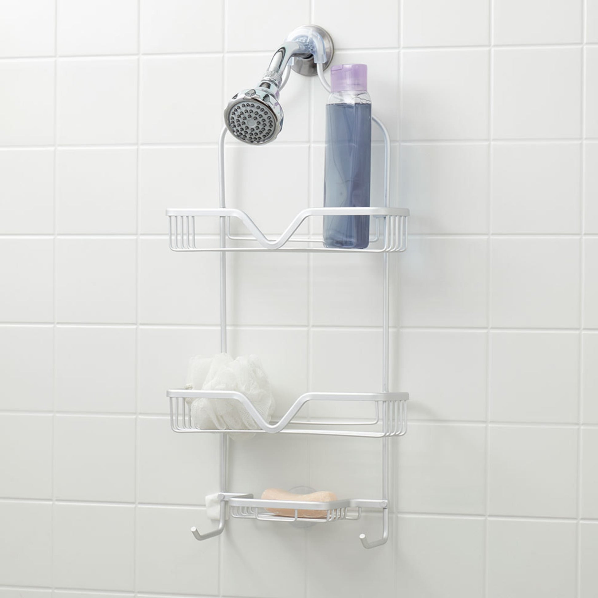 Home Basics Clear Plastic 1-Shelf Hanging Shower Caddy 10.3-in x
