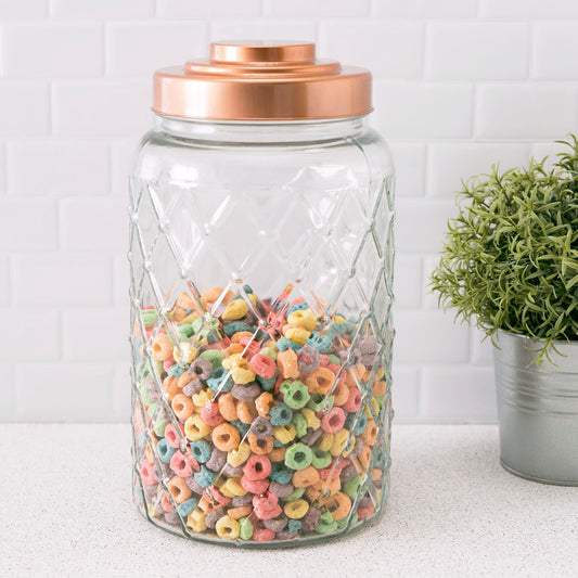 Home Basics Renaissance Collection Large Glass Canister with Easy