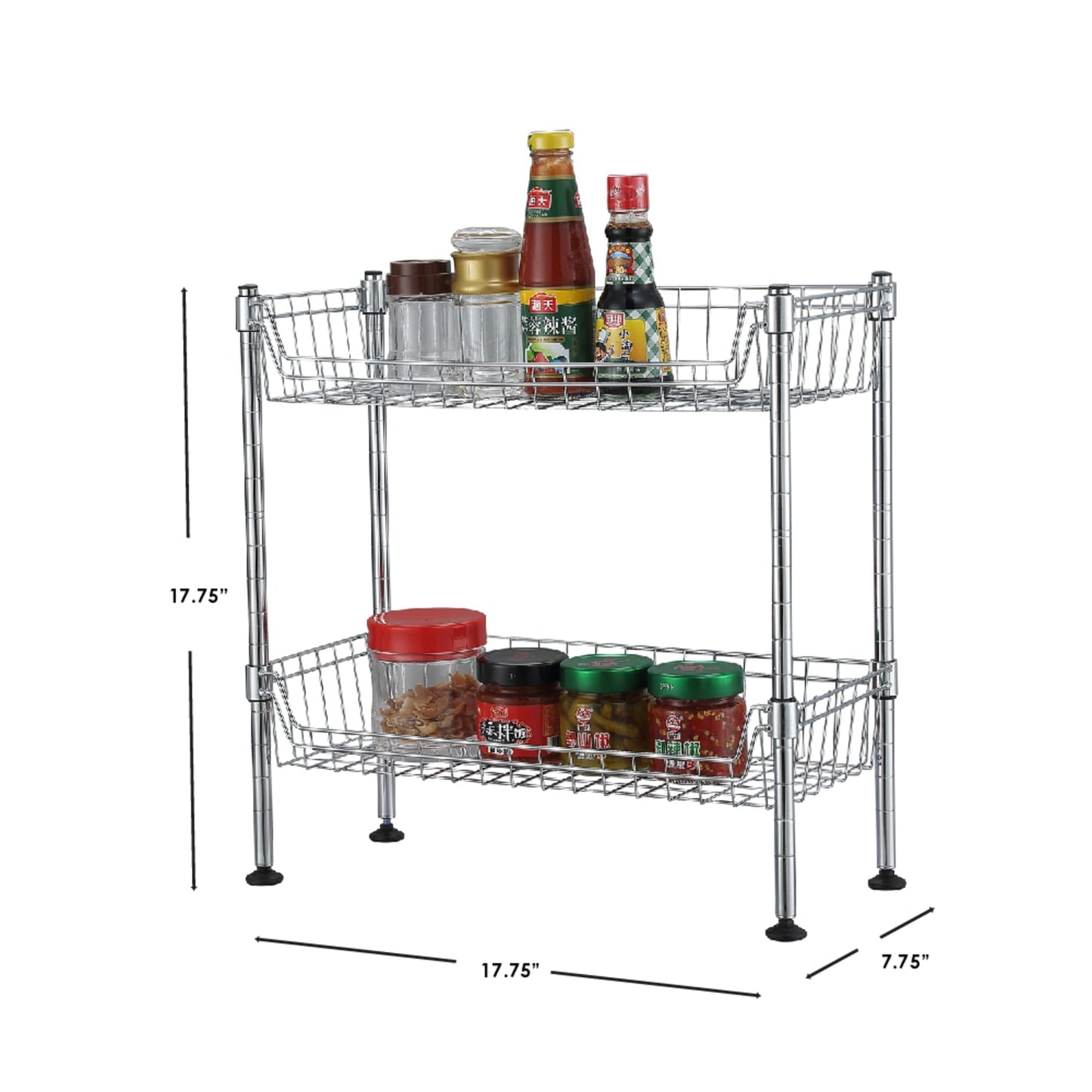 2 Tier Standing Wire Basket, Chrome