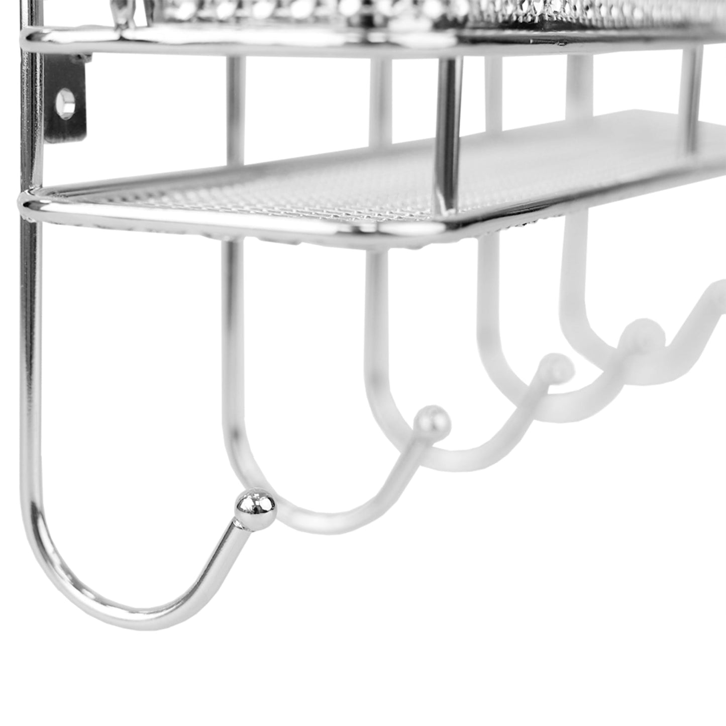 Pave Steel Wall Mount Letter Rack Organizer with Key Hooks, Chrome