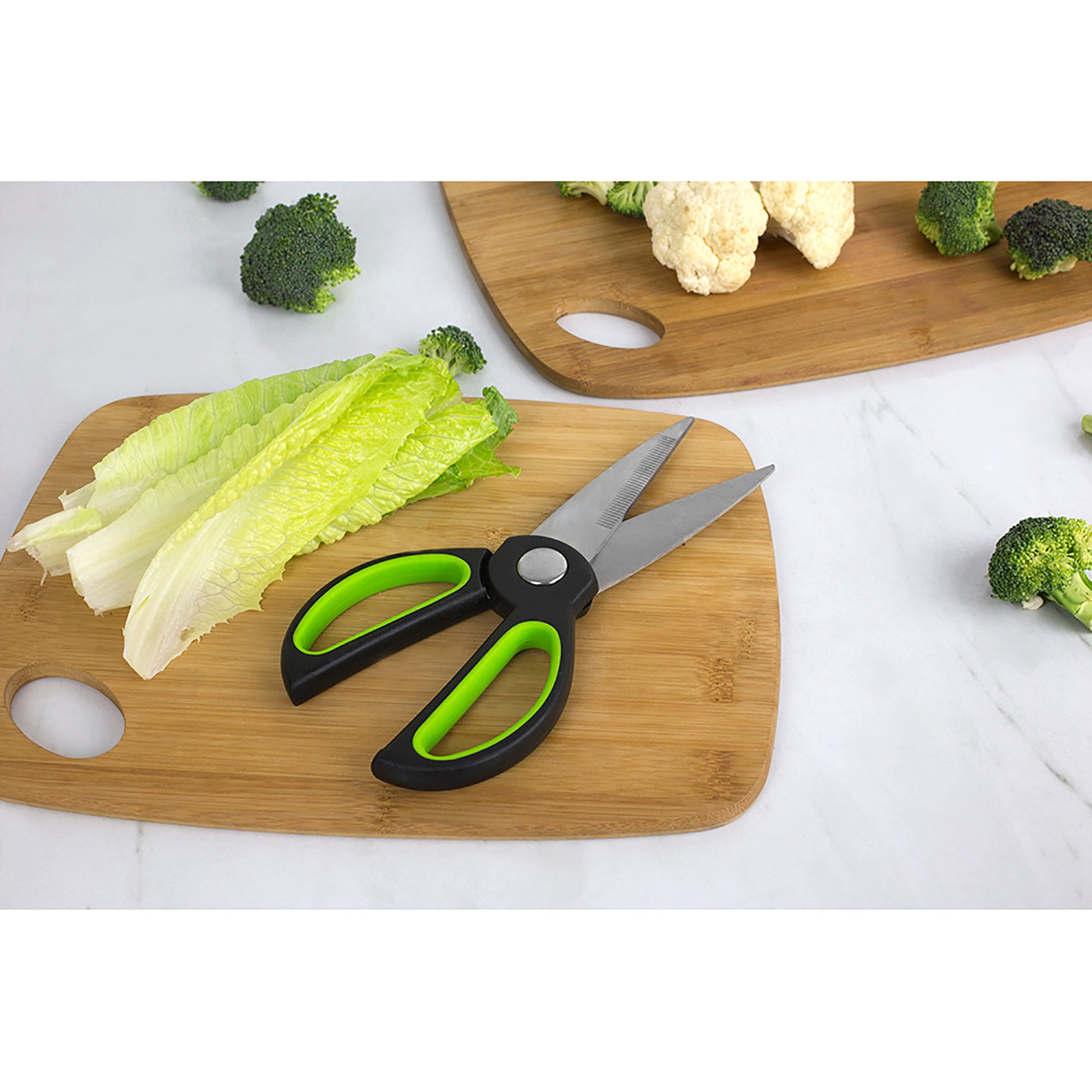 Home Basics Kitchen Shears with Silicone Grip Handles - Green