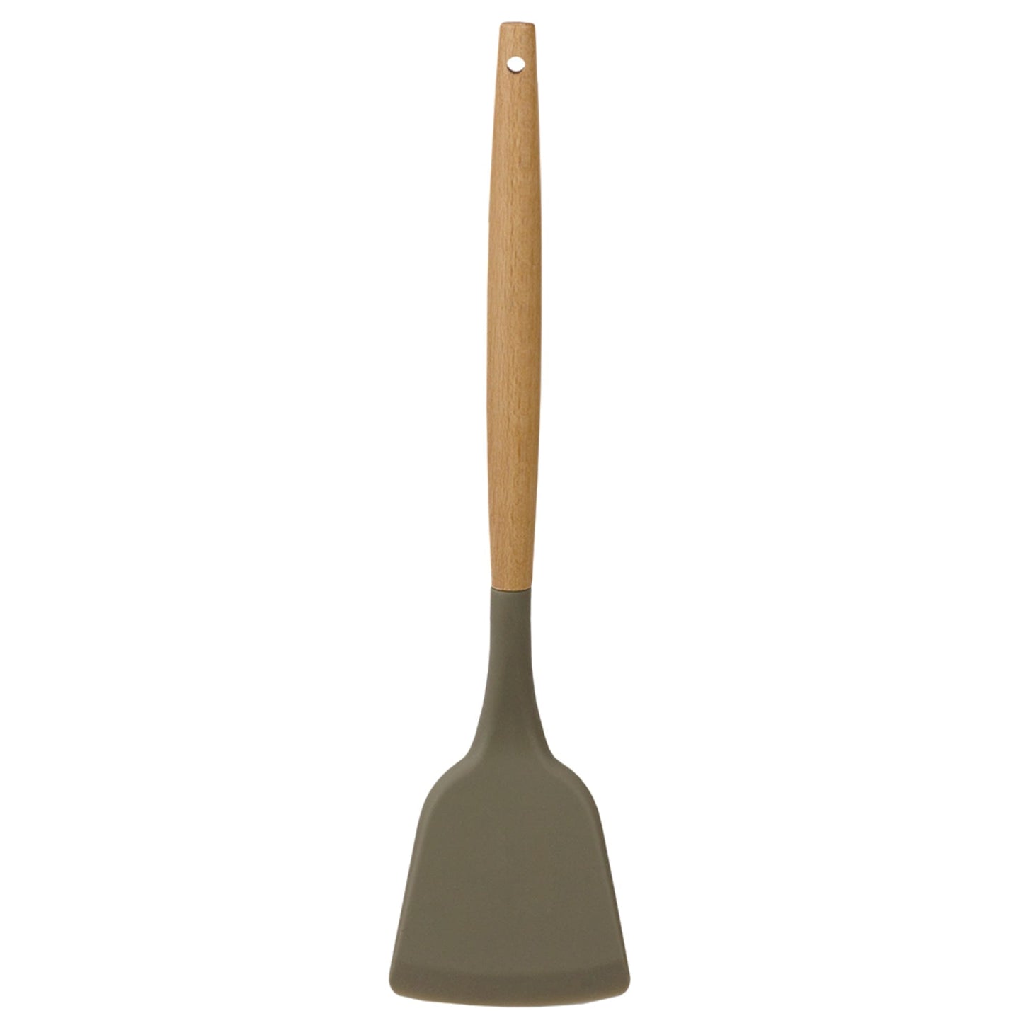Karina High-Heat Resistance Non-Stick Safe Silicone Spatula with Easy Grip Beech Wood Handle, Grey