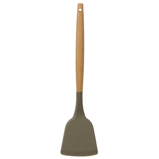 Karina High-Heat Resistance Non-Stick Safe Silicone Spatula with Easy Grip Beech Wood Handle, Grey