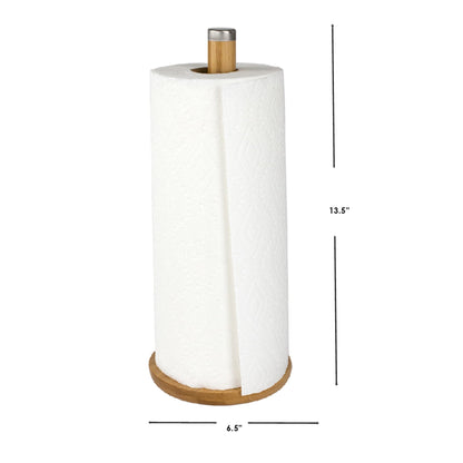 Bamboo Paper Towel Holder with Stainless Steel Finial