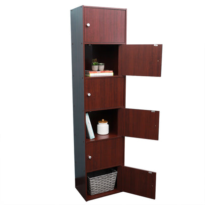 6 Cube Wood Cabinet, Mahogany