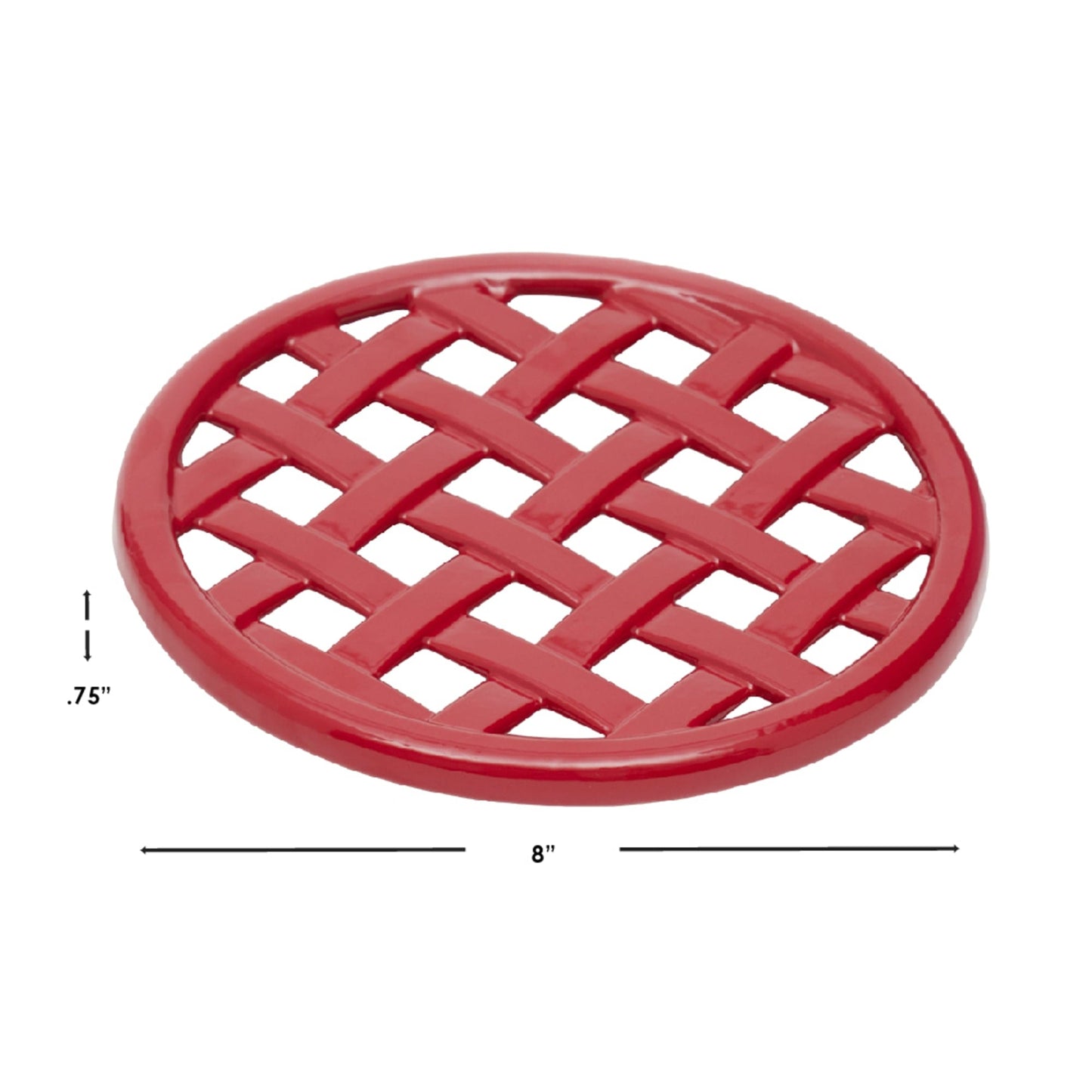 Weave Round Cast Iron Trivet, Red
