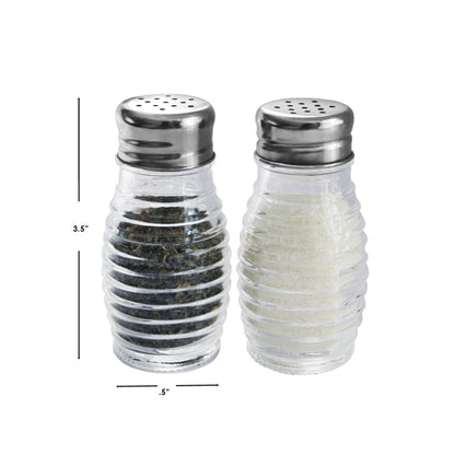 Beehive 2 Piece Glass Salt and Pepper Set with Stainless Steel Sifter Tops