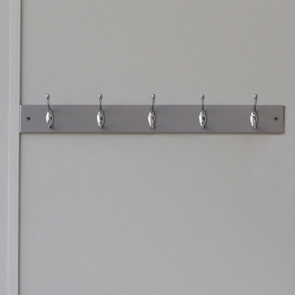 5 Double Hook Wall Mounted Hanging Rack, Grey