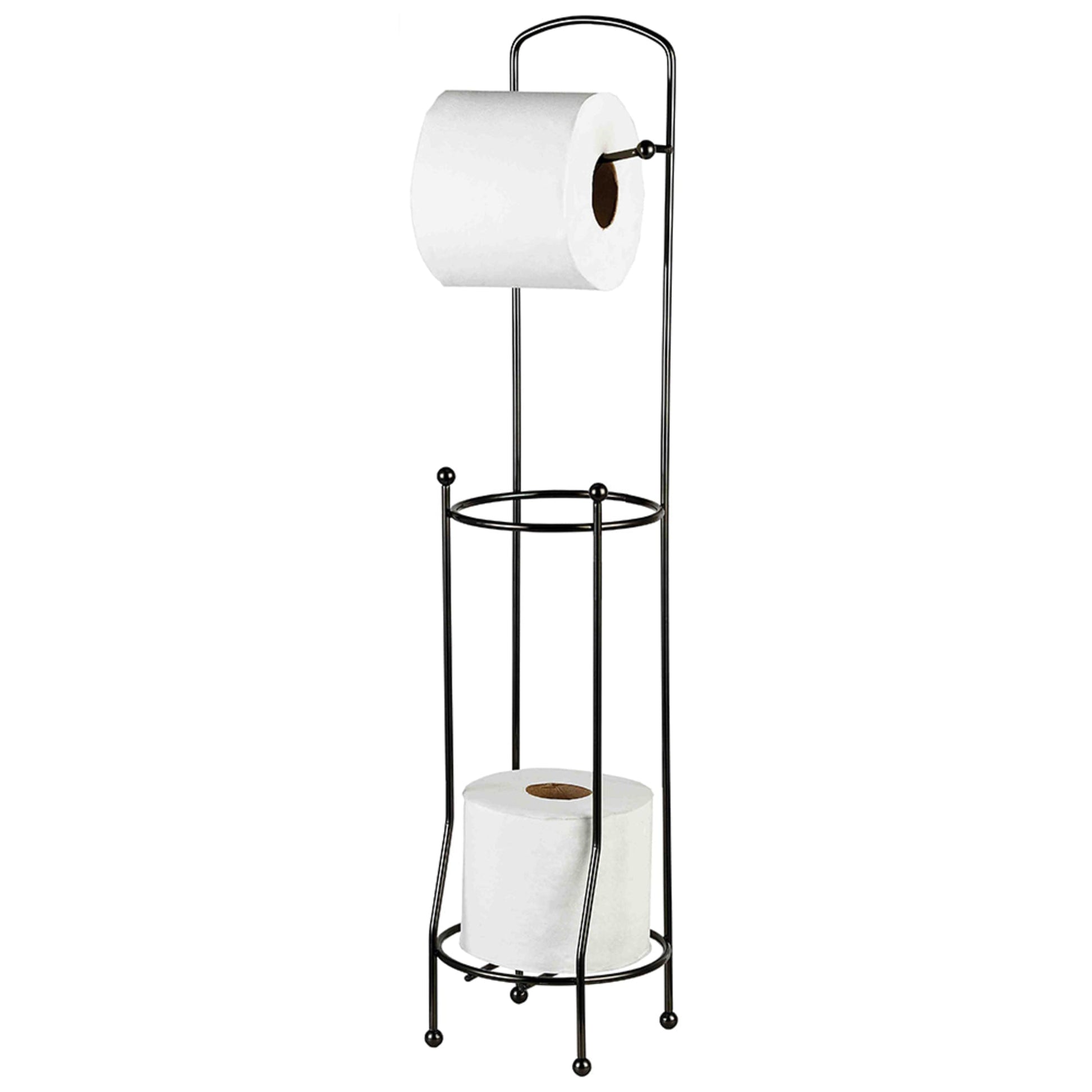 Black Free Standing Toilet Paper Holder Stand