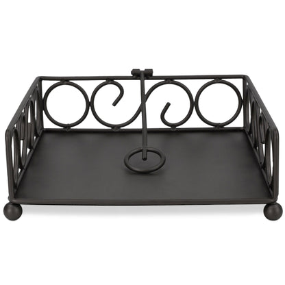 Scroll Collection Flat Napkin Holder with Weighted Pivoting Arm, Black