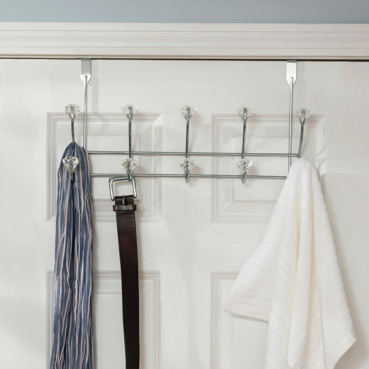 Chrome Over The Door Hanger 4 Hooks Clothes Coat Washroom Towel