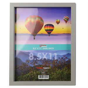 Home Basics 8.5” x 11” MDF Picture Frame with Easel Back, Grey - Grey