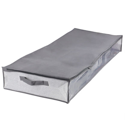 Herringbone Non-Woven Under the Bed Storage Bag with See-through Front Panel, Grey