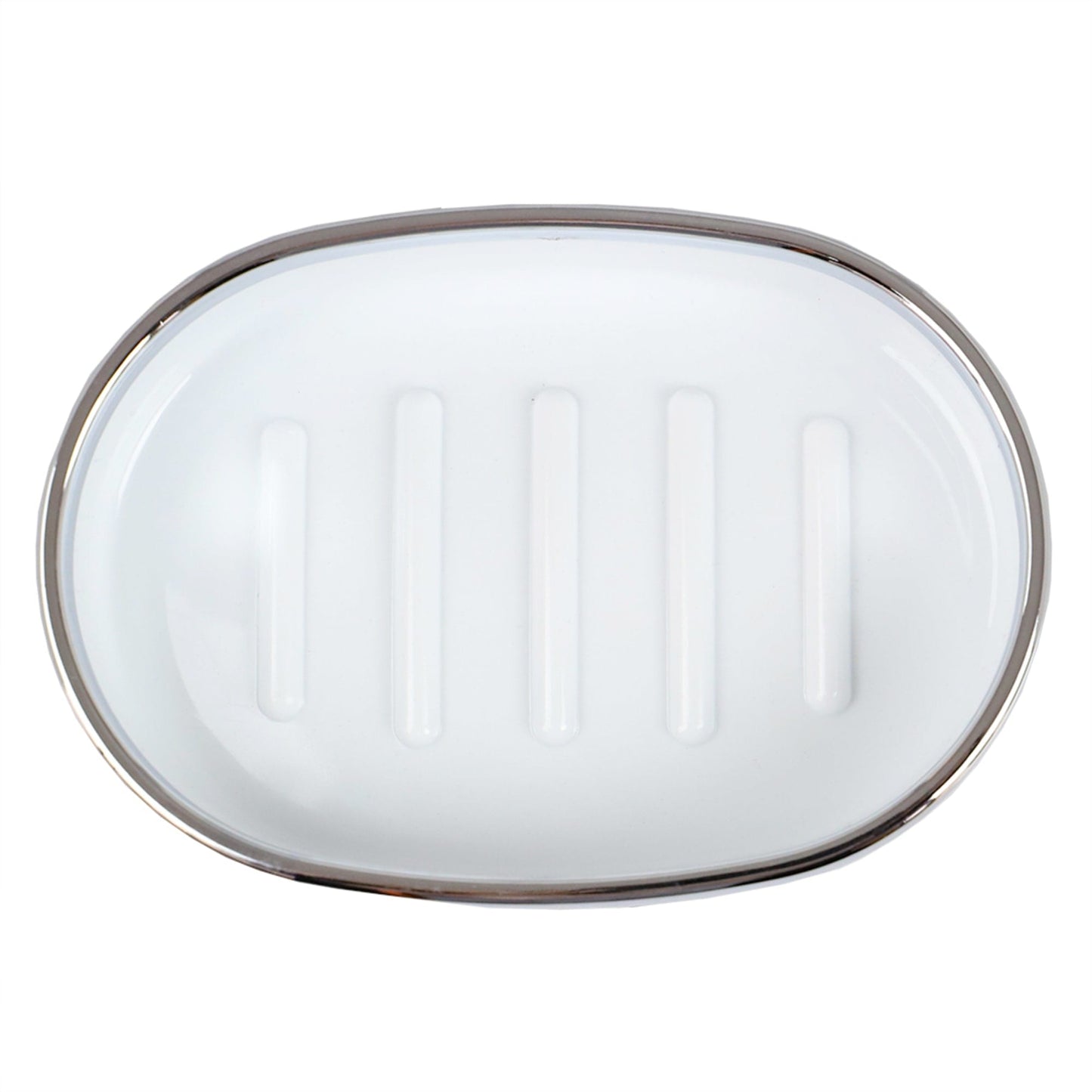 Skylar Oval Ridged ABS Plastic Soap Dish, White