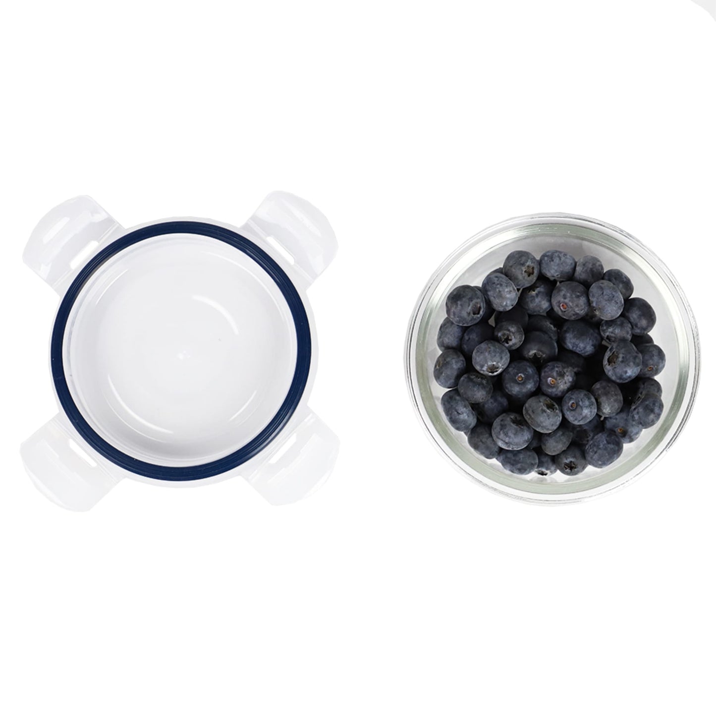 Michael Graves Design 13 Ounce High Borosilicate Glass Round Food Storage Container with Indigo Rubber Seal