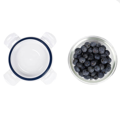 Michael Graves Design 13 Ounce High Borosilicate Glass Round Food Storage Container with Indigo Rubber Seal
