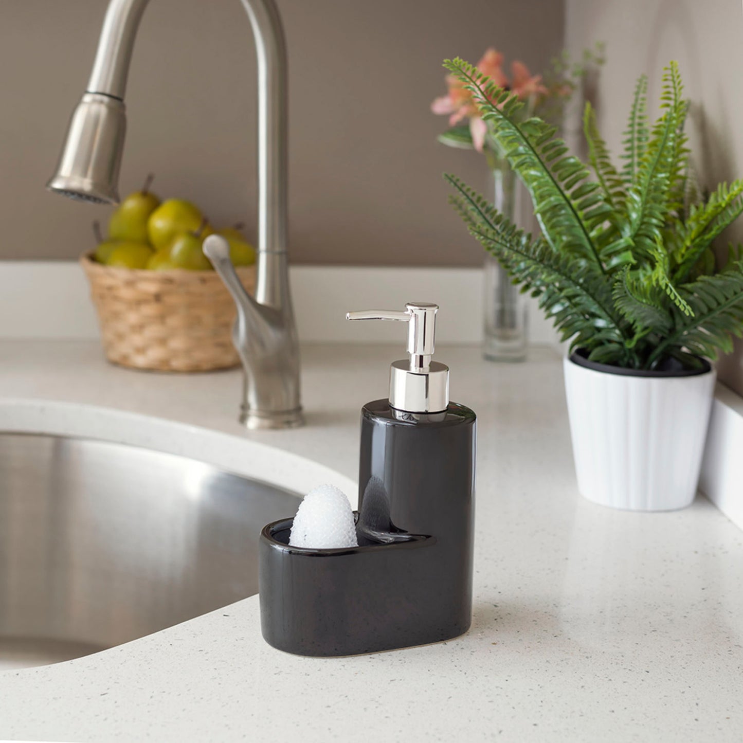 Ceramic Soap Dispenser with Sponge