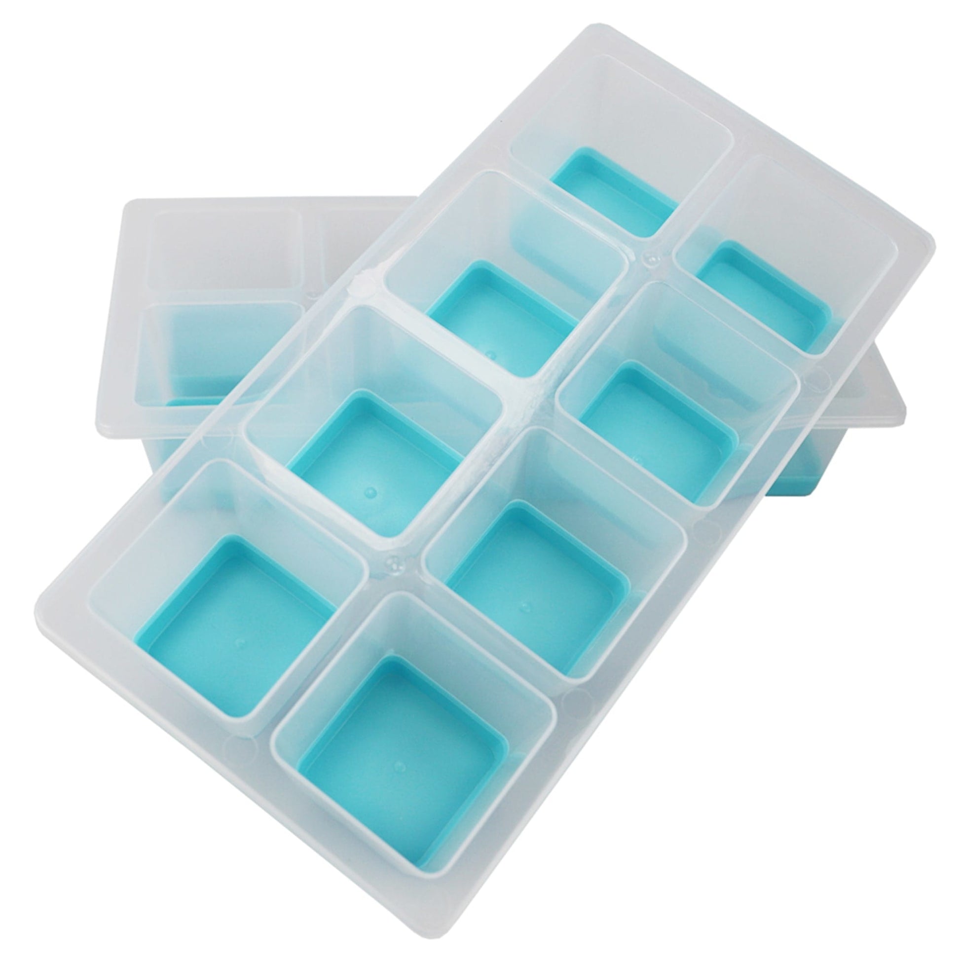 16 Compartment Square Plastic Stackable Ice Cube Tray with Snap-on Cover,  Blue, 1 Unit - Jay C Food Stores