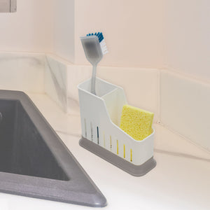 2 Compartment Sponge and Brush Holder with Removable Bottom