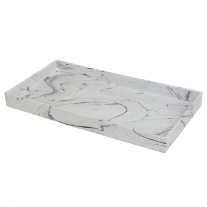 Faux Marble Vanity Tray, White