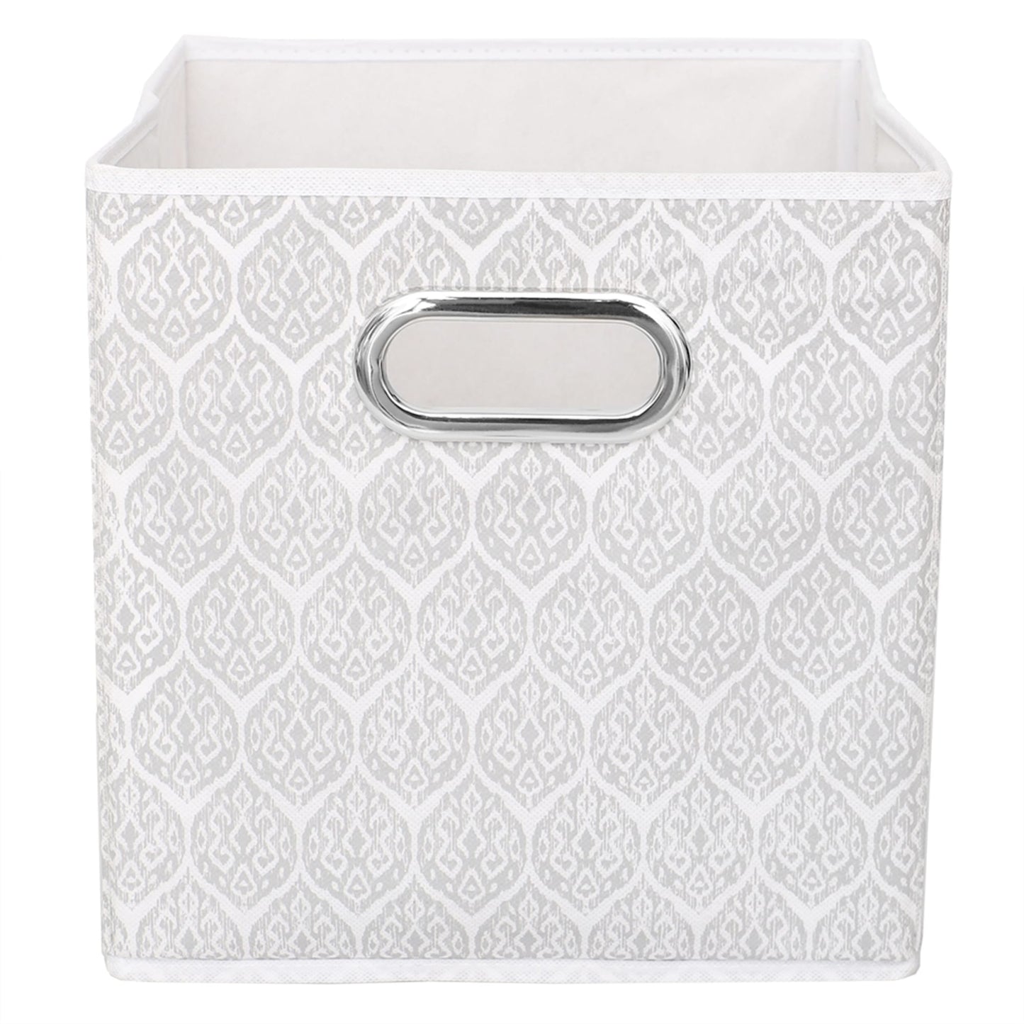 Ikat Collapsible Non-Woven Storage Bin with Grommet Handle, Grey