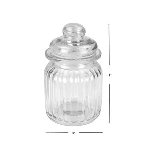 Multi-Purpose 8 oz. Rippled Glass Mini Pantry Storage Jar with Dome Lid, Clear