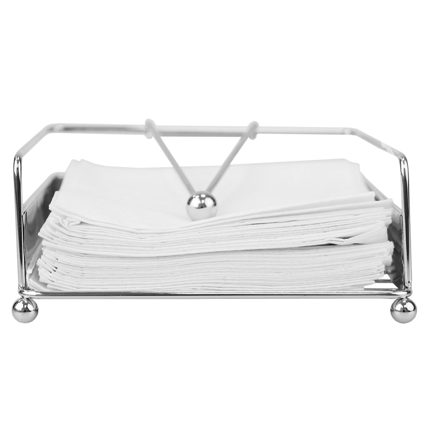 Pave Flat Steel Napkin Holder with Weighted Pivoting Arm, Chrome