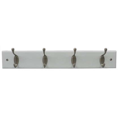 4 Double Hook Wall Mounted Hanging Rack, White