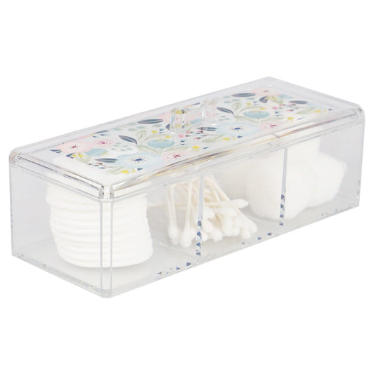 Floral Plastic Cosmetic Box, Clear